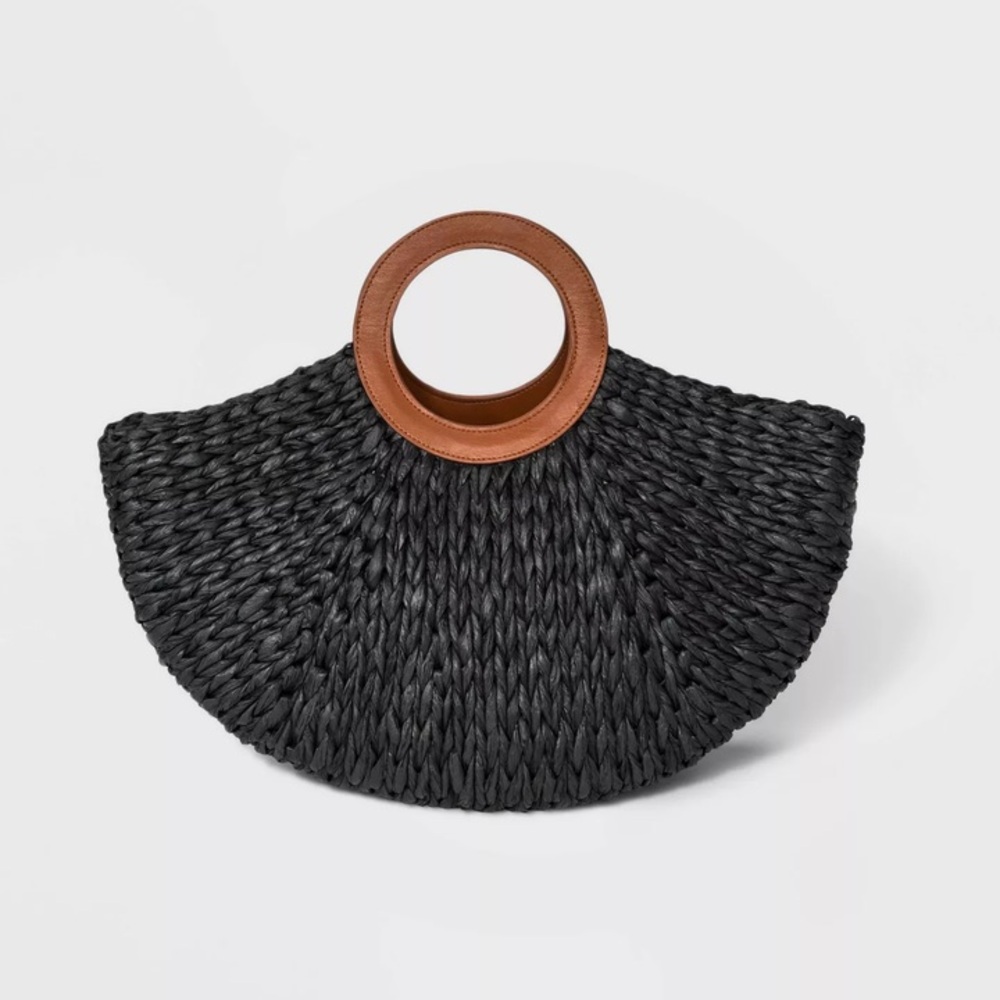 Who What Wear Elegant Black Woven Handbag